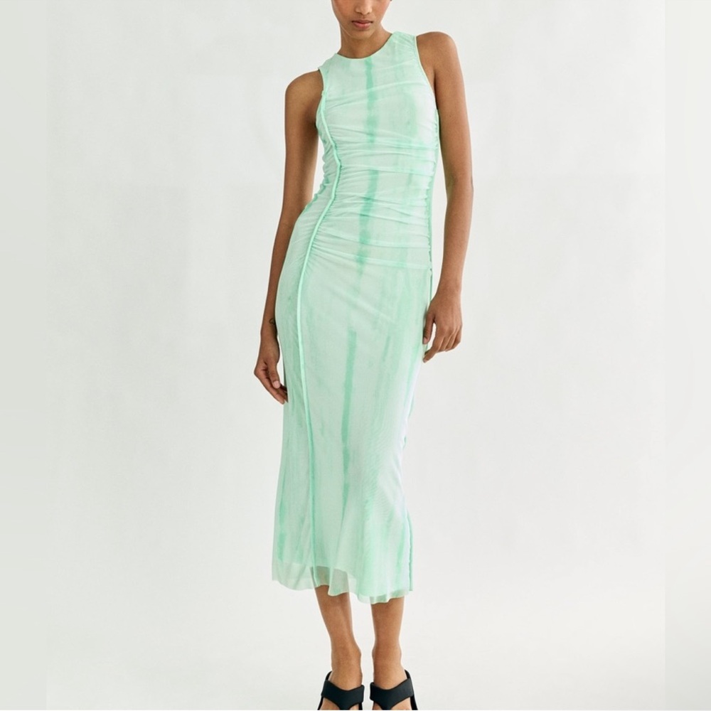 Zara Light Mint Tie-Dye Sleeveless Midi Dress